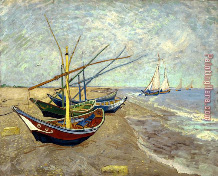 Vincent van Gogh Fishing Boats on The Beach at Les Saintes Maries De La Mer